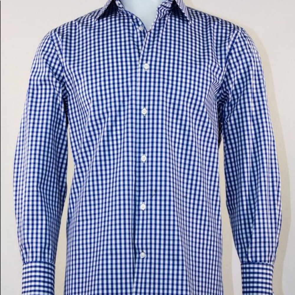 CADO men's blue & white print button down